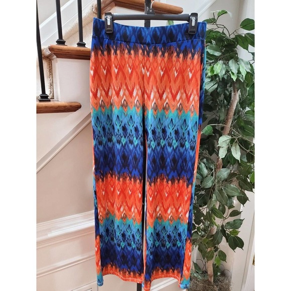 Violet b. Palazzo Multicolor Polyester Mid Rise Wide Legs Comfort Waist Pant S - Picture 10 of 10